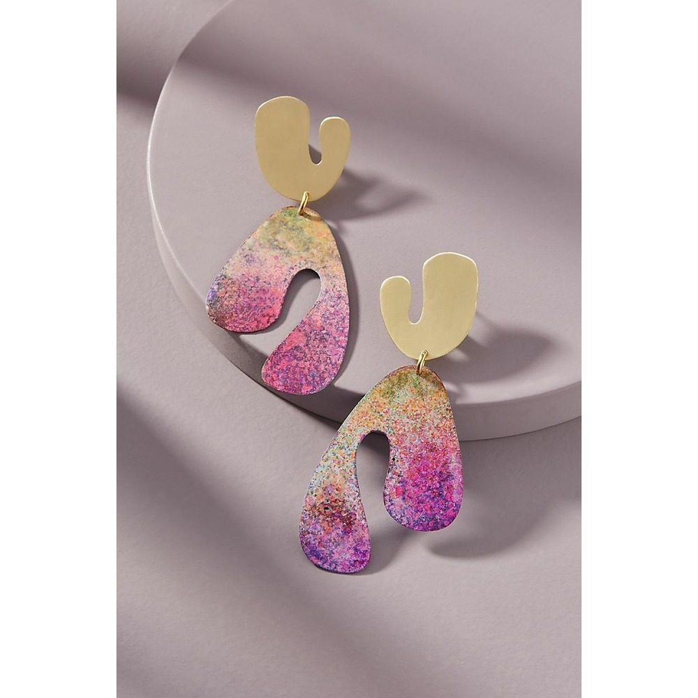 New Anthropologie Sibilia Tie-Dyed U Drop Earrings ships today